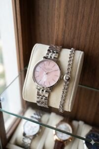 Lee Cooper Pembe Kadranlı Kadın Kol Saati | 34mm, Çelik Kordonlu - Bileklik Hediyeli