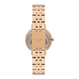 Lee Cooper 34mm, Beyaz Kadranlı Kadın Kol Saati | Rose Gold Çelik Kordon - Bileklik Hediyeli