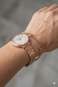 Lee Cooper 34mm, Beyaz Kadranlı Kadın Kol Saati | Rose Gold Çelik Kordon - Bileklik Hediyeli