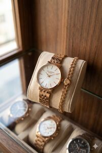 Lee Cooper 34mm, Beyaz Kadranlı Kadın Kol Saati | Rose Gold Çelik Kordon - Bileklik Hediyeli