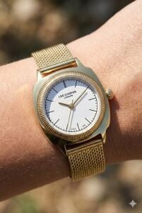 Lee Cooper Modern ve Şık Kadın Kol Saati | Altın Renk Paslanmaz Hasır Çelik Kordon, 27mm