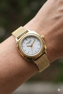 Lee Cooper Modern ve Şık Kadın Kol Saati | Altın Renk Paslanmaz Hasır Çelik Kordon, 27mm