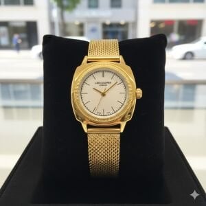 Lee Cooper Modern ve Şık Kadın Kol Saati | Altın Renk Paslanmaz Hasır Çelik Kordon, 27mm