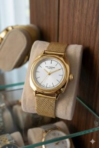 Lee Cooper Modern ve Şık Kadın Kol Saati | Altın Renk Paslanmaz Hasır Çelik Kordon, 27mm