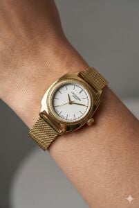 Lee Cooper Modern ve Şık Kadın Kol Saati | Altın Renk Paslanmaz Hasır Çelik Kordon, 27mm