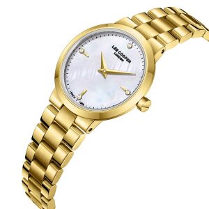 Lee Cooper 30mm, Altın Renk Çelik Kordonlu Zarif Kadın Kol Saati