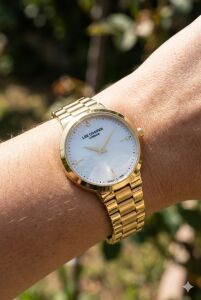 Lee Cooper 30mm, Altın Renk Çelik Kordonlu Zarif Kadın Kol Saati