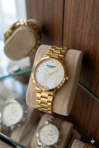 Lee Cooper 30mm, Altın Renk Çelik Kordonlu Zarif Kadın Kol Saati