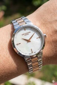 Lee Cooper Modern Tasarım Kadın Kol Saati | 30mm Çelik Kasa, Silver Rose Gold Çelik Kordon