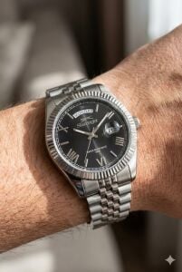 Slazenger 41 mm Paslanmaz Çelik Kasa Erkek Kol Saati | Çelik Kordonlu, Day Date Tasarım, 10ATM