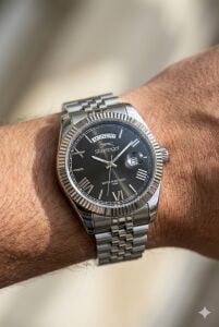 Slazenger 41 mm Paslanmaz Çelik Kasa Erkek Kol Saati | Çelik Kordonlu, Day Date Tasarım, 10ATM