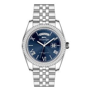Slazenger Romen Rakamlı Erkek Kol Saati | 41mm, Çelik Kordonlu, Lacivert Kadran, Day Date Tasarım