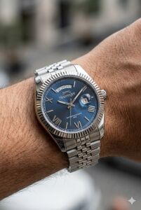 Slazenger Romen Rakamlı Erkek Kol Saati | 41mm, Çelik Kordonlu, Lacivert Kadran, Day Date Tasarım