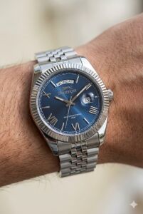 Slazenger Romen Rakamlı Erkek Kol Saati | 41mm, Çelik Kordonlu, Lacivert Kadran, Day Date Tasarım