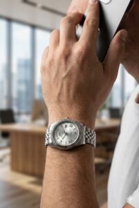 Slazenger 41mm Erkek Kol Saati | Çelik Kordonlu, Gümüş Kadran, Day Date Tasarım, 10ATM