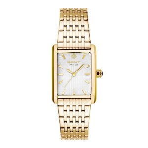 Gant Japon Mekanizma Kadın Kol Saati | Altın Renk Çelik Kordon, Beyaz Dikdörtgen Kadran, 24mm