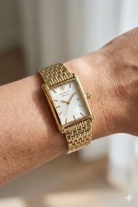 Gant Japon Mekanizma Kadın Kol Saati | Altın Renk Çelik Kordon, Beyaz Dikdörtgen Kadran, 24mm