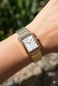 Gant Japon Mekanizma Kadın Kol Saati | Altın Renk Çelik Kordon, Beyaz Dikdörtgen Kadran, 24mm