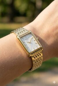 Gant Japon Mekanizma Kadın Kol Saati | Altın Renk Çelik Kordon, Beyaz Dikdörtgen Kadran, 24mm