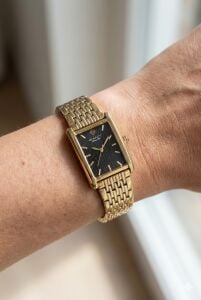 Gant Dikdörtgen Kasa Kadın Kol Saati | Japon Mekanizma, Altın Renk Çelik Kordon, Siyah Kadran