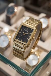 Gant Dikdörtgen Kasa Kadın Kol Saati | Japon Mekanizma, Altın Renk Çelik Kordon, Siyah Kadran