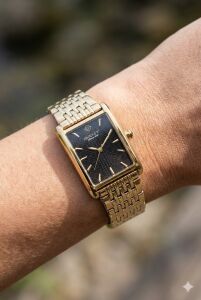 Gant Dikdörtgen Kasa Kadın Kol Saati | Japon Mekanizma, Altın Renk Çelik Kordon, Siyah Kadran