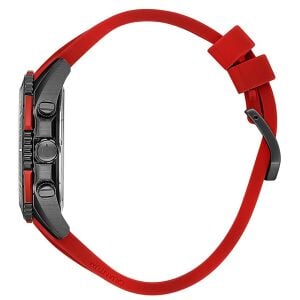 Quantum Spor Erkek Kol Saati | 45mm Spor Kasa, Kırmızı Silikon Kordon, Kronograf, 10ATM