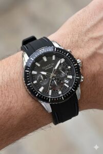 Quantum Siyah Spor Erkek Kol Saati | 45mm, Siyah Silikon Kordon, Kronograf, 10ATM