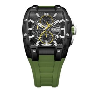 Quantum Sportif Güçlü Tasarım Erkek Kol Saati | Koyu Yeşil Silikon Kordon, Kronograf, 5ATM