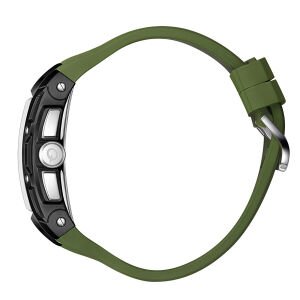 Quantum Sportif Güçlü Tasarım Erkek Kol Saati | Koyu Yeşil Silikon Kordon, Kronograf, 5ATM