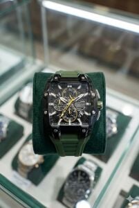 Quantum Sportif Güçlü Tasarım Erkek Kol Saati | Koyu Yeşil Silikon Kordon, Kronograf, 5ATM