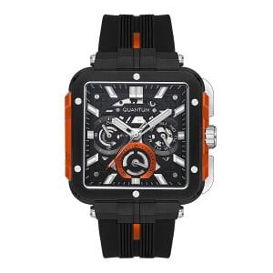 Quantum Multifonksiyon Erkek Kol Saati | 45mm Çelik Kasa, Siyah Silikon Kordon, 5ATM