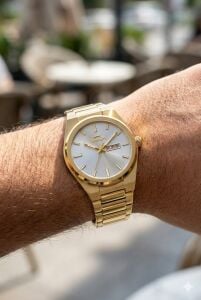 Slazenger Altın Renk Erkek Kol Saati | 41mm, Paslanmaz Çelik, Takvimli, 10ATM