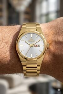 Slazenger Altın Renk Erkek Kol Saati | 41mm, Paslanmaz Çelik, Takvimli, 10ATM