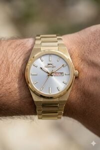 Slazenger Altın Renk Erkek Kol Saati | 41mm, Paslanmaz Çelik, Takvimli, 10ATM