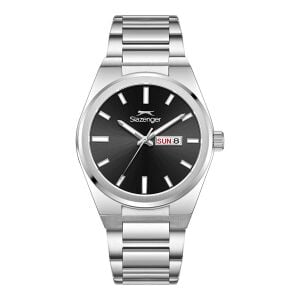 Slazenger Gümüş Renk Erkek Kol Saati | 41mm, Siyah Kadran, Paslanmaz Çelik, 10 ATM