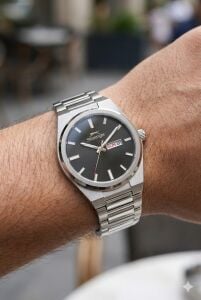 Slazenger Gümüş Renk Erkek Kol Saati | 41mm, Siyah Kadran, Paslanmaz Çelik, 10 ATM