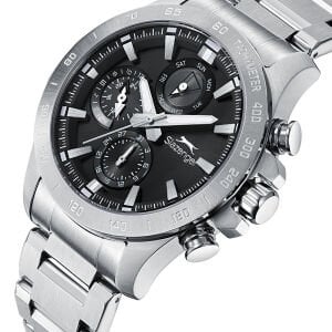Slazenger Erkek Kol Saati | 44mm, Siyah Kadran, Multifonksiyon, Paslanmaz Çelik, 10ATM