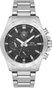 Slazenger Erkek Kol Saati | 44mm, Siyah Kadran, Multifonksiyon, Paslanmaz Çelik, 10ATM