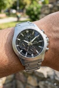 Slazenger Erkek Kol Saati | 44mm, Siyah Kadran, Multifonksiyon, Paslanmaz Çelik, 10ATM