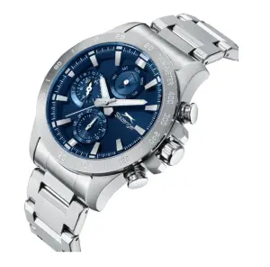 Slazenger Erkek Kol Saati | 44mm, Mavi Kadran, Multifonksiyon, Paslanmaz Çelik, 10ATM