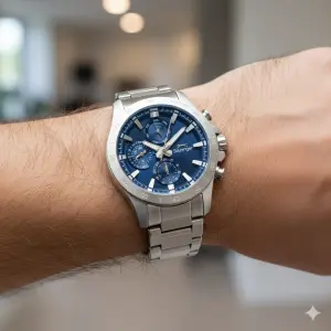 Slazenger Erkek Kol Saati | 44mm, Mavi Kadran, Multifonksiyon, Paslanmaz Çelik, 10ATM