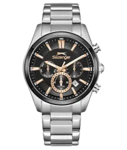 Slazenger Rose Gold Detaylı Erkek Kol Saati | 42mm, Siyah Kadran, Paslanmaz Çelik, 10ATM