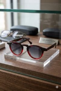 Quantum Unisex Kırmızı Siyah Güneş Gözlüğü | 45mm, Asetat, Polarize Cam