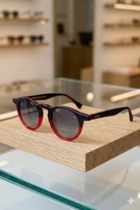 Quantum Unisex Kırmızı Siyah Güneş Gözlüğü | 45mm, Asetat, Polarize Cam