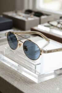 Quantum Altın Çerçeve Polarize Unisex Güneş Gözlüğü Mavi Cam 51 mm