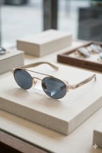 Quantum Altın Çerçeve Polarize Unisex Güneş Gözlüğü Mavi Cam 51 mm