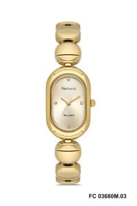 Ferrucci Kadın 33 mm Çelik Kasa Altın Kordon Altın Kadran Klasik Kol Saati