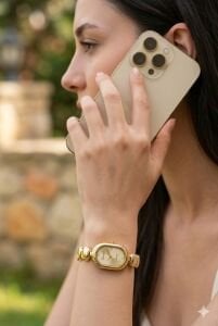 Ferrucci Kadın 33 mm Çelik Kasa Altın Kordon Altın Kadran Klasik Kol Saati