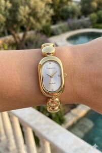 Ferrucci 33 mm Çelik Kasa Altın Renk Kordon Gümüş Kadran Klasik Kadın Kol Saati